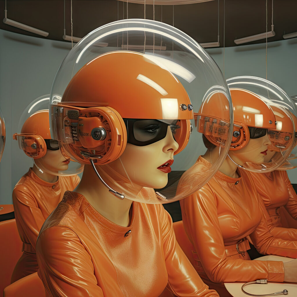 What Is Retro Futurism Fashion - Women 60's with orange suits